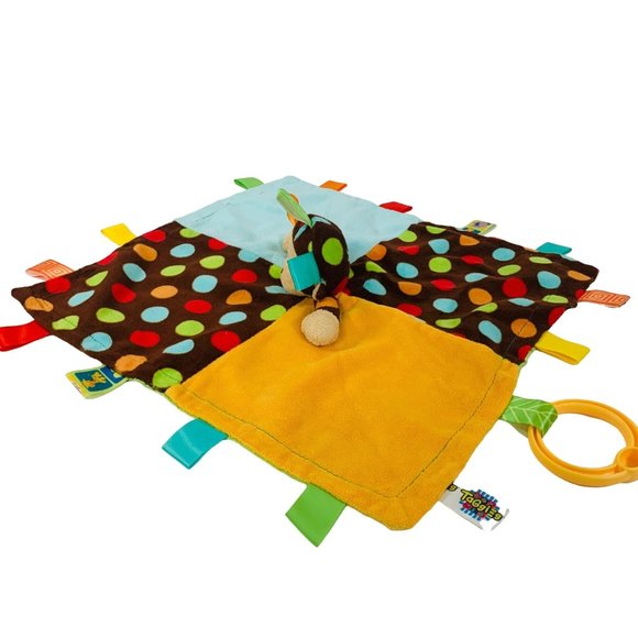 Mary Meyer Monkey Lovey Taggies Dazzle Dots Security Blanket Satin Lined 13.5" - Picture 5 of 12